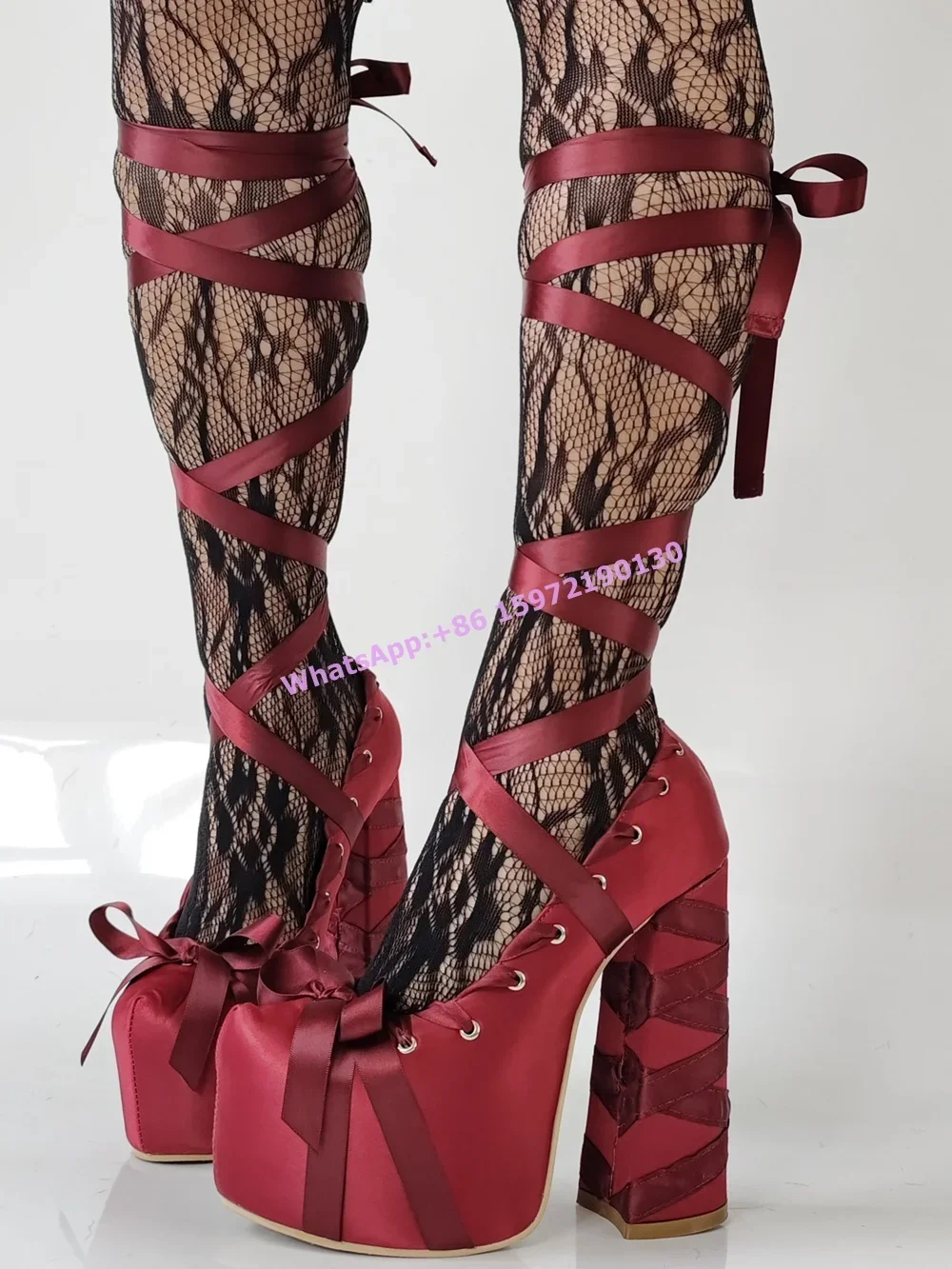 Red Satin Ribbon Platform Pump - Ribbon Tie Heel ulasan dan harga