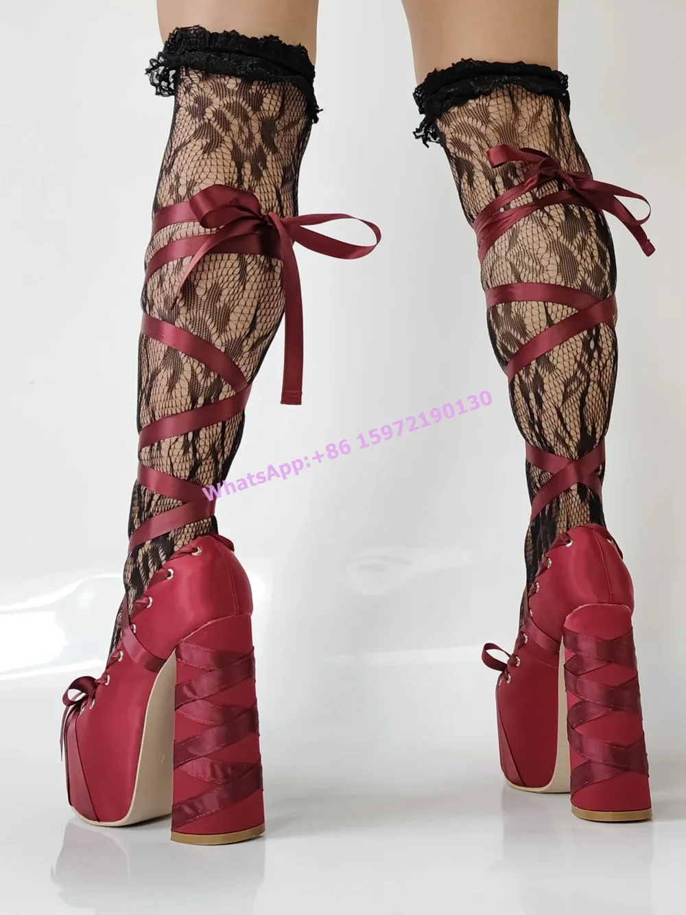 Red Satin Ribbon Platform Pump - Ribbon Tie Heel ulasan dan harga