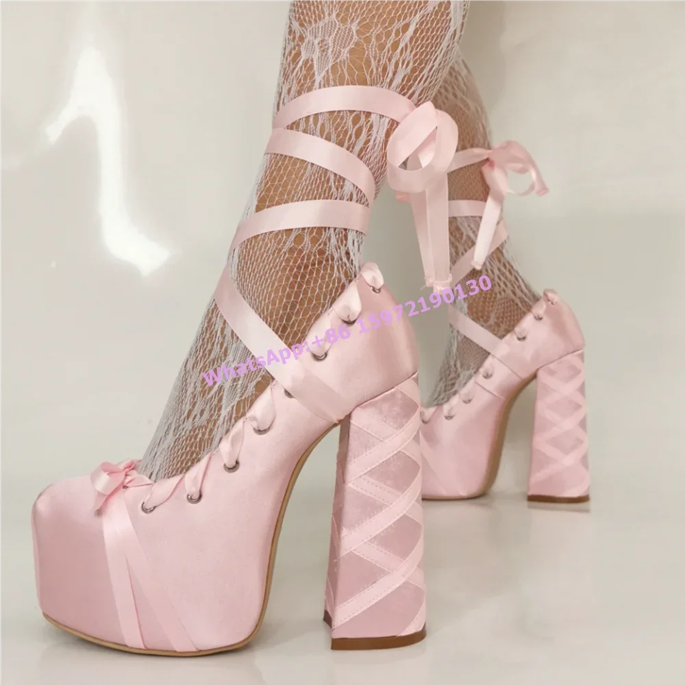 Red Satin Ribbon Platform Pump - Ribbon Tie Heel ulasan dan harga