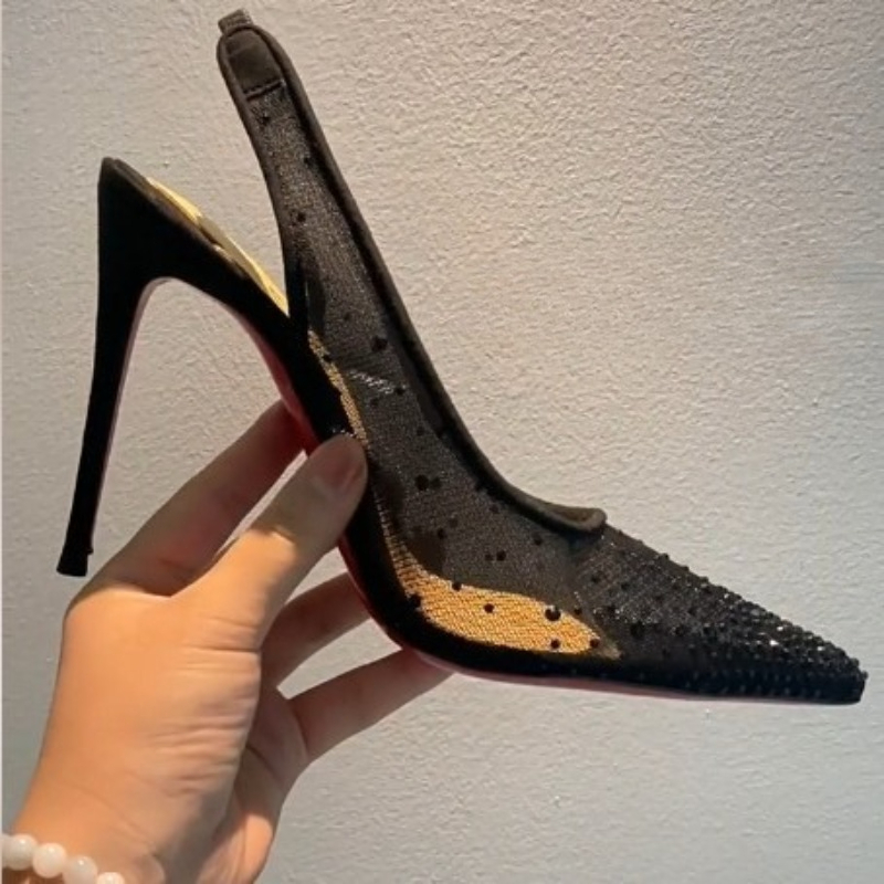 Mesh Rhinestone Rear Empty Sti - Platform Mule Heel ulasan dan harga