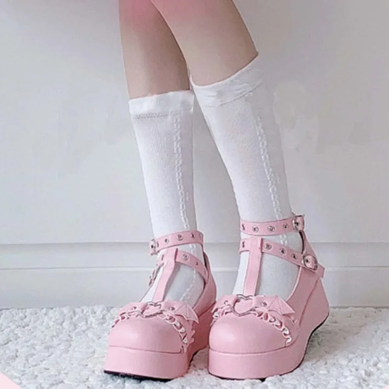 New Sweet Heart Buckle Wedges  - Women'S Shoes Round Toe ulasan dan harga