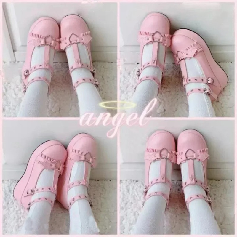 New Sweet Heart Buckle Wedges  - Women'S Shoes Round Toe ulasan dan harga