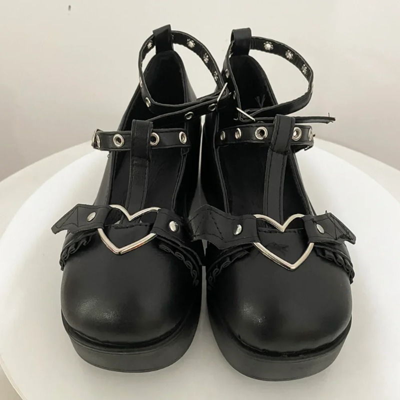 New Sweet Heart Buckle Wedges  - Women'S Shoes Round Toe ulasan dan harga