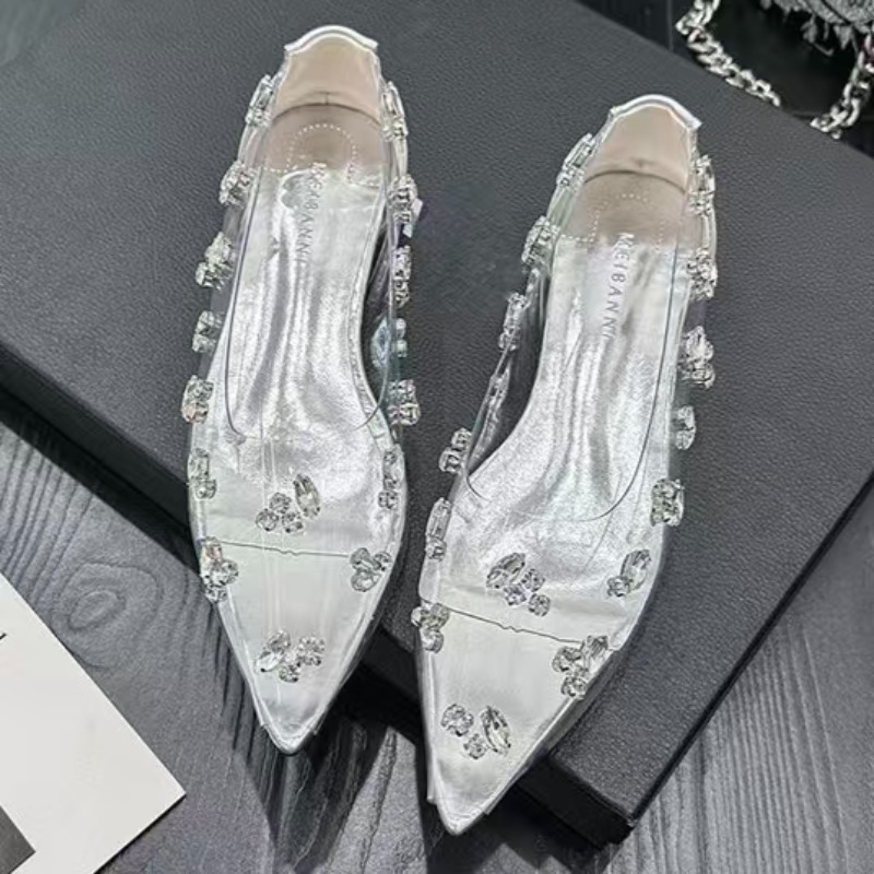 2026 Transparent PVC Rhineston - Pointed Toe Flat ulasan dan harga