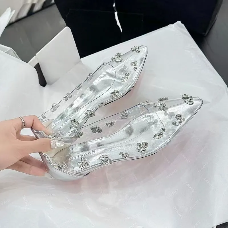 2026 Transparent PVC Rhineston - Pointed Toe Flat ulasan dan harga