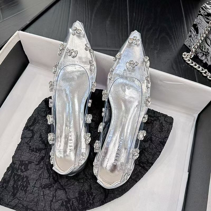 2026 Transparent PVC Rhineston - Pointed Toe Flat ulasan dan harga