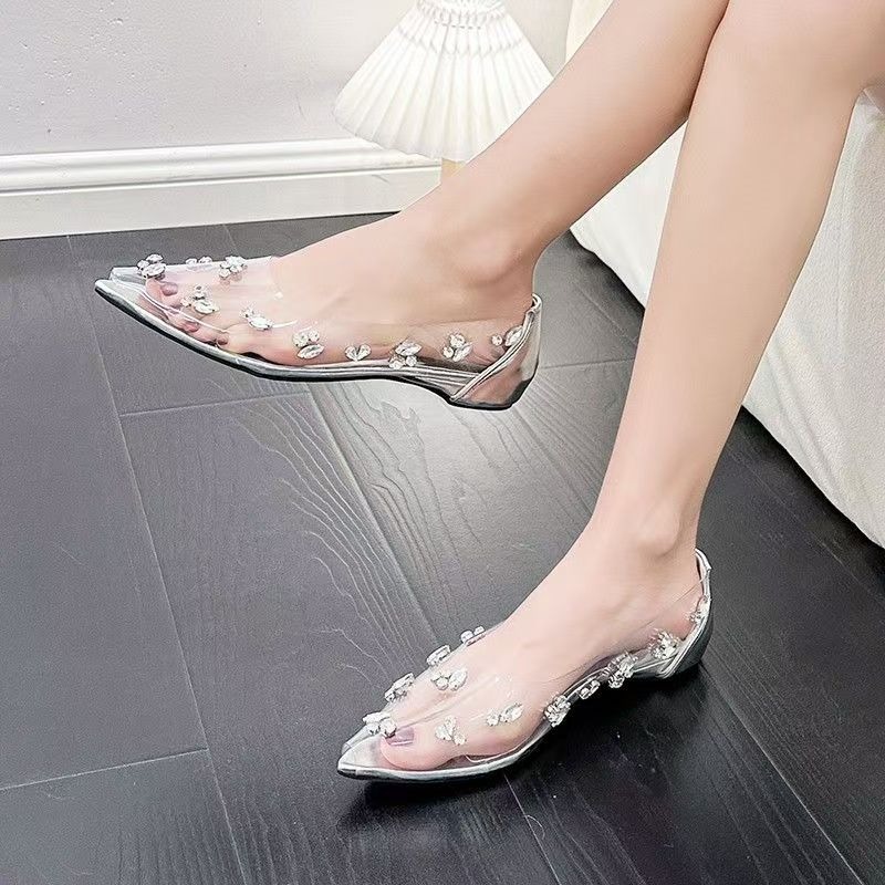 2026 Transparent PVC Rhineston - Pointed Toe Flat ulasan dan harga
