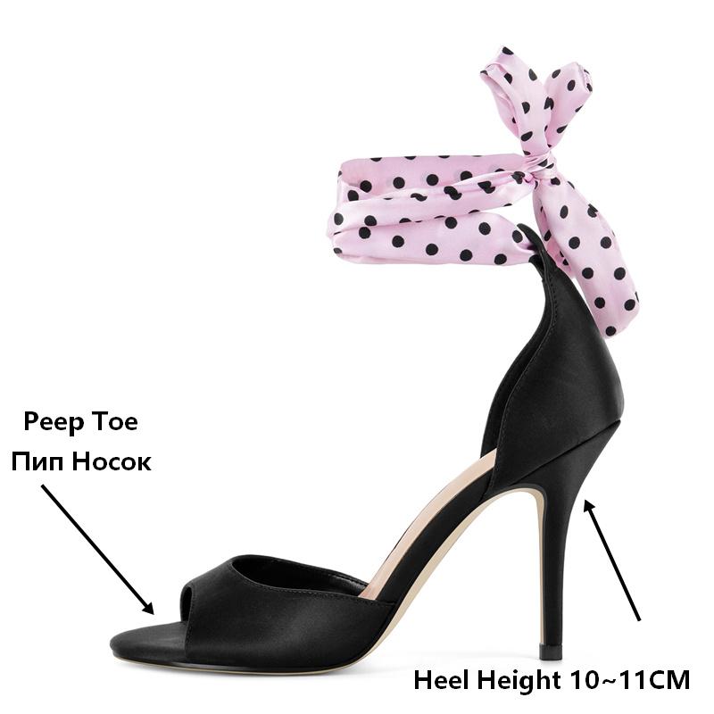 Onlymaker Polka Dot Satin High - Ribbon Tie Heel ulasan dan harga