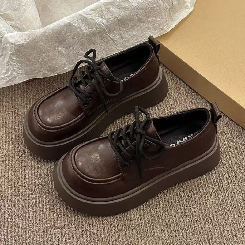 Women Vintage Brown Lace‑up Pl - Women'S Shoes Round Toe ulasan dan harga