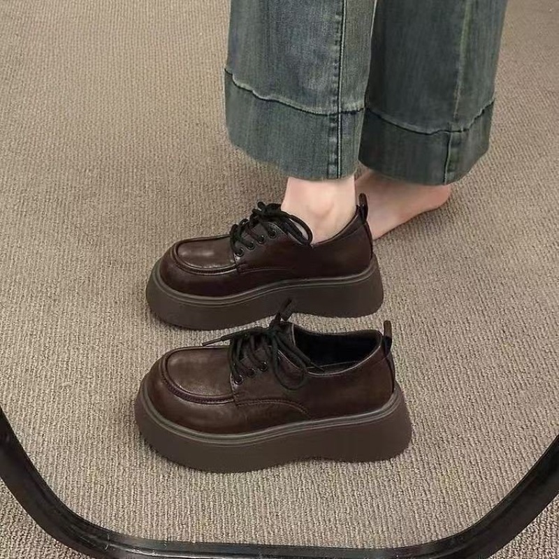 Women Vintage Brown Lace‑up Pl - Women'S Shoes Round Toe ulasan dan harga