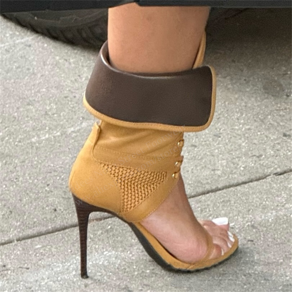 Women Open Toe Stilettos Lace  - Platform Mule Heel ulasan dan harga