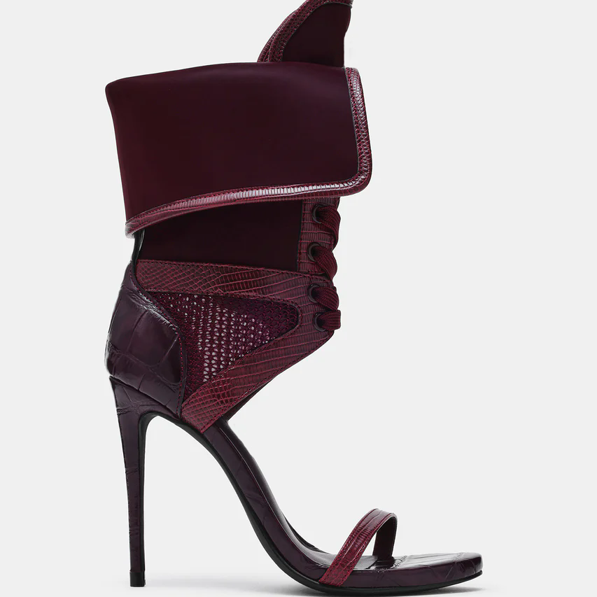 Women Open Toe Stilettos Lace  - Platform Mule Heel ulasan dan harga