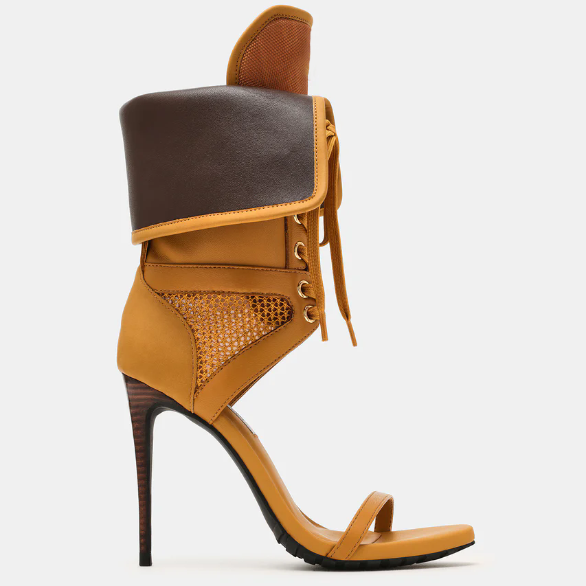Women Open Toe Stilettos Lace  - Platform Mule Heel ulasan dan harga