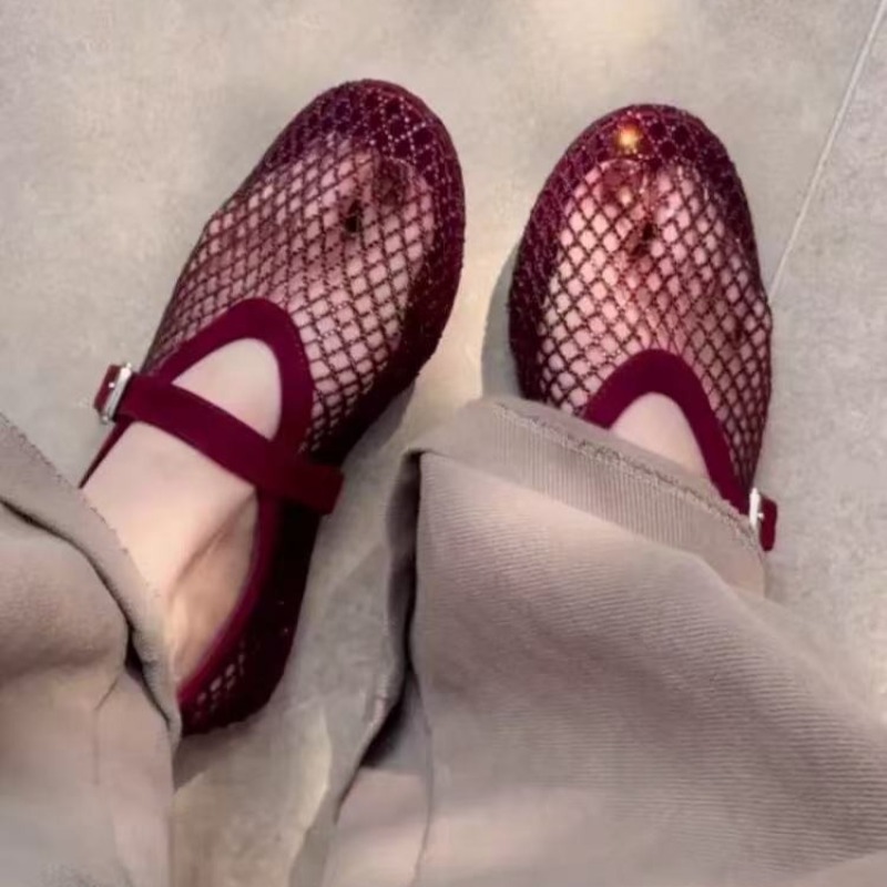 Hollow Rhinestone Baotou Sanda - Women'S Shoes Round Toe ulasan dan harga