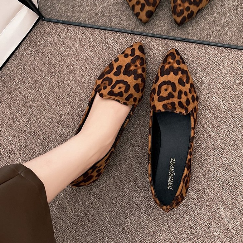 Women Leopard Print Pointed To - Pointed Toe Flat ulasan dan harga