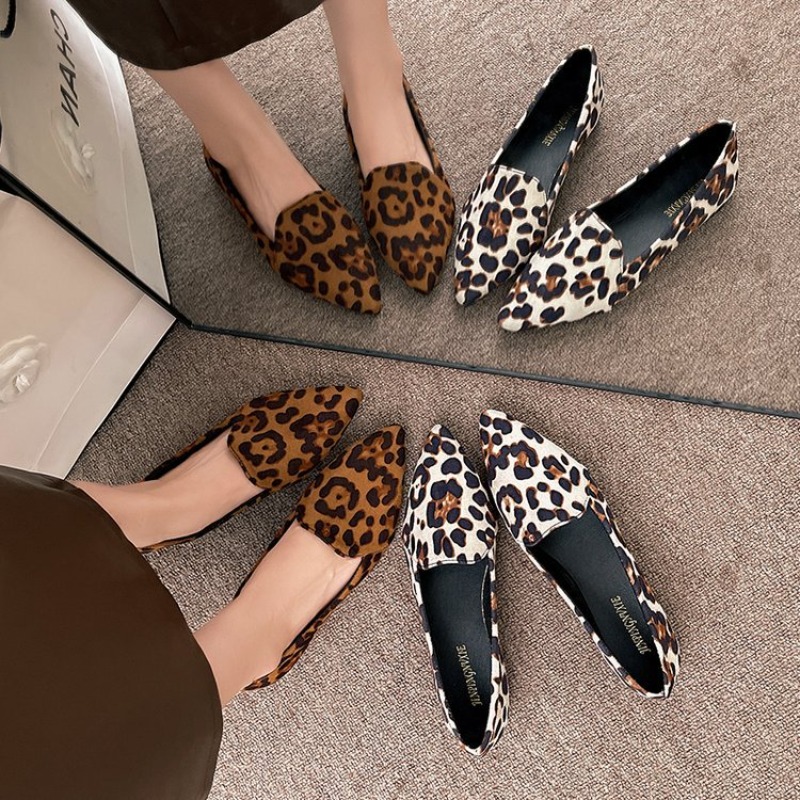 Women Leopard Print Pointed To - Pointed Toe Flat ulasan dan harga