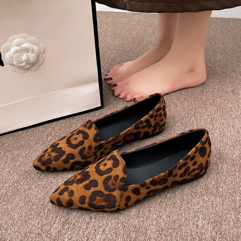 Women Leopard Print Pointed To - Pointed Toe Flat ulasan dan harga