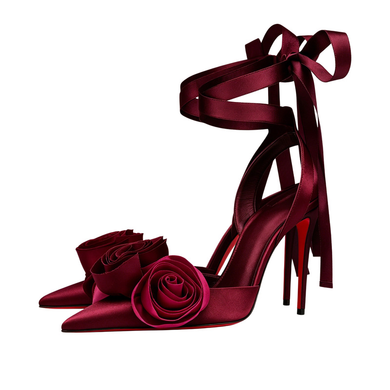 Women Elegant Glam Floral Sati - Ribbon Tie Heel ulasan dan harga