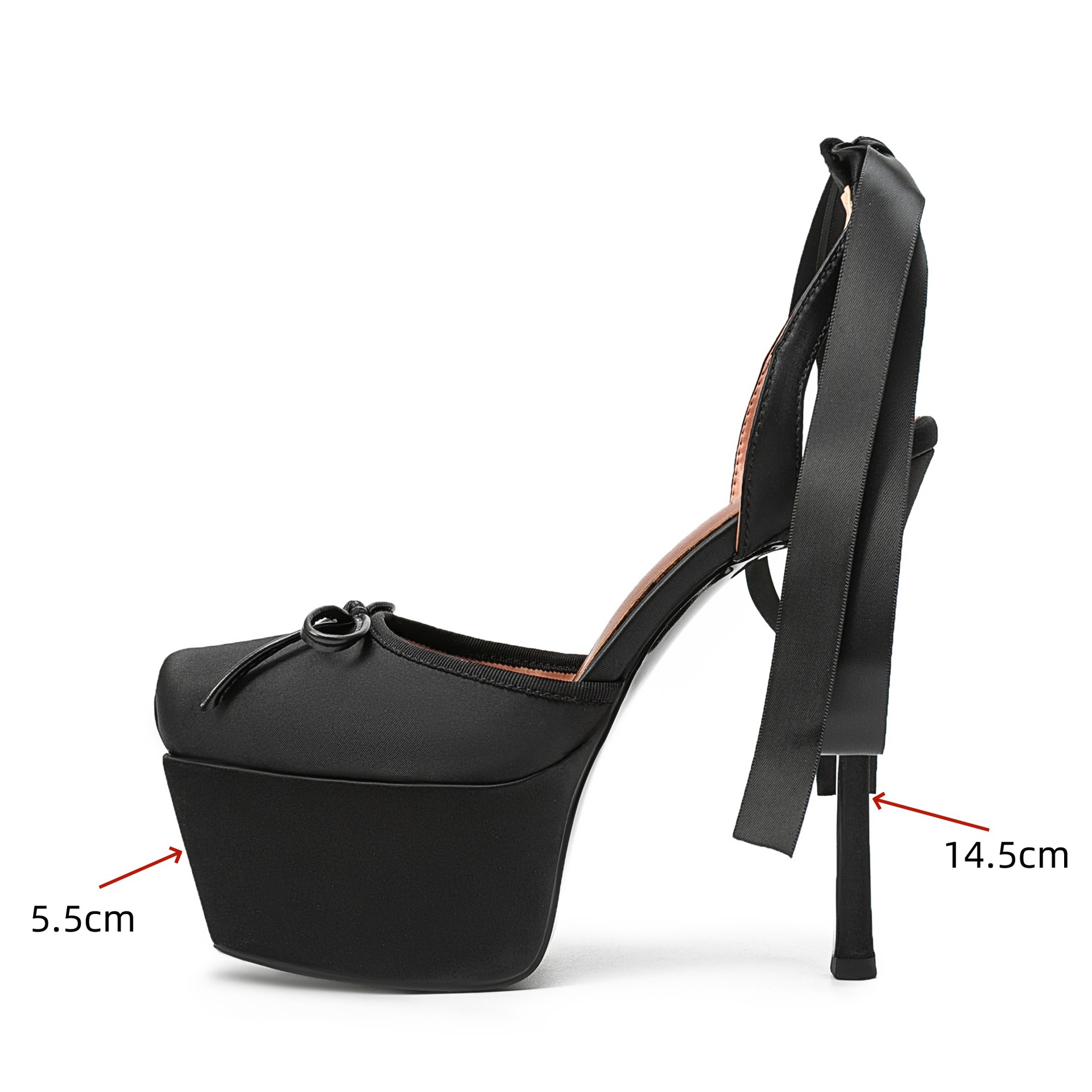 Women Satin Platform Pumps Squ - Ribbon Tie Heel ulasan dan harga